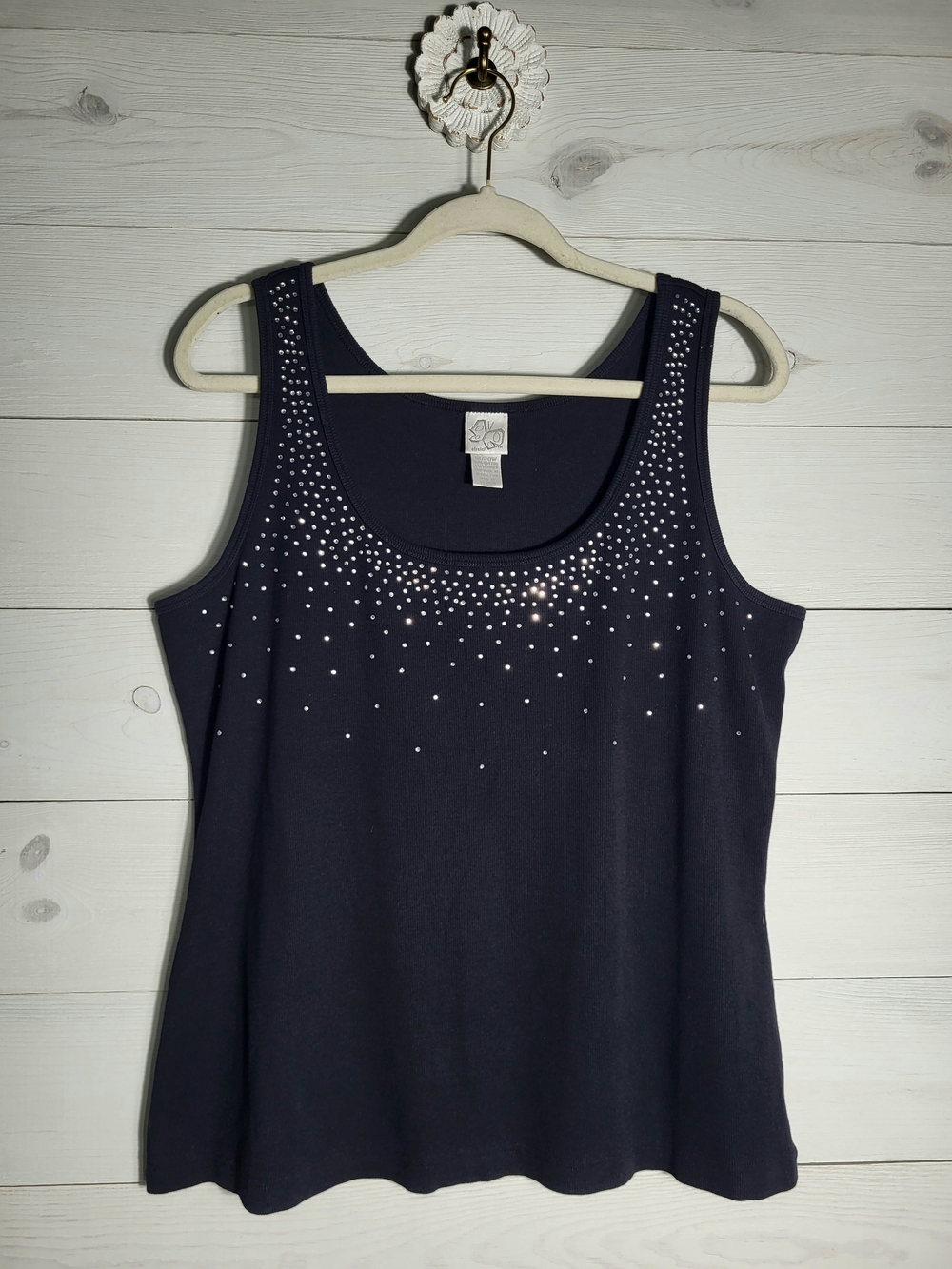 Women's Ribbed Tank Top Cotton Elegant Embellished Scoop Neck Plus Size Y2k.